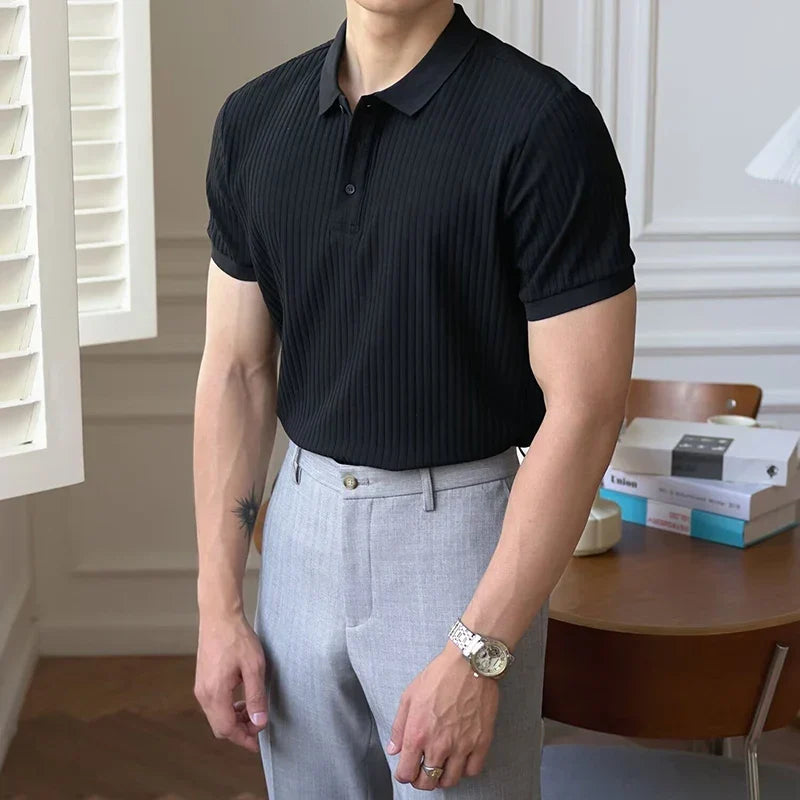 Polo de malha canelada vertical para homem Theo Marin