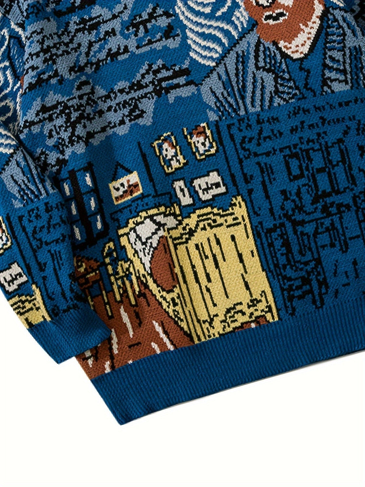 Pullover mit Rundhalsausschnitt und Jacquard-Porträtmotiv
