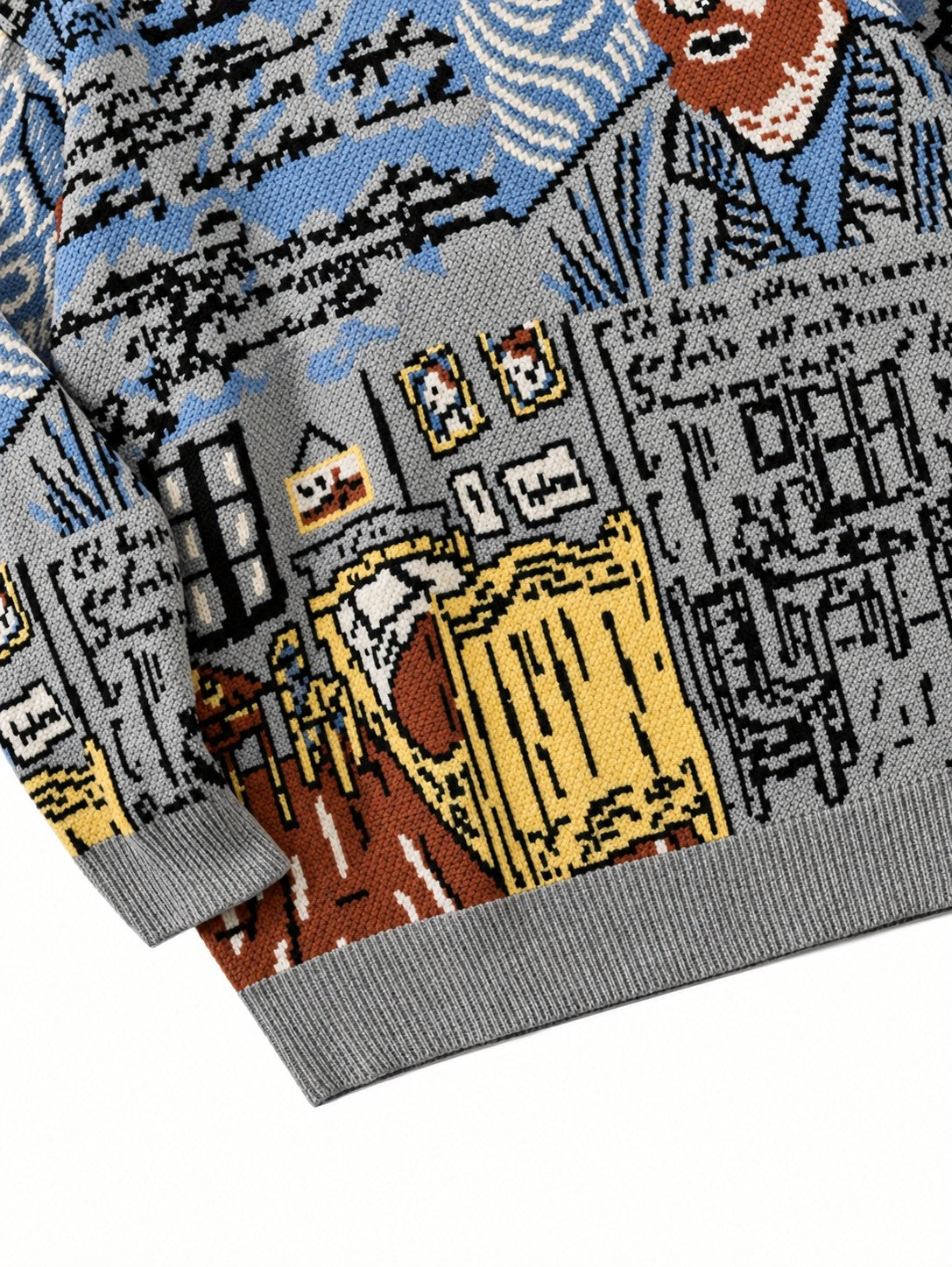 Pullover mit Rundhalsausschnitt und Jacquard-Porträtmotiv