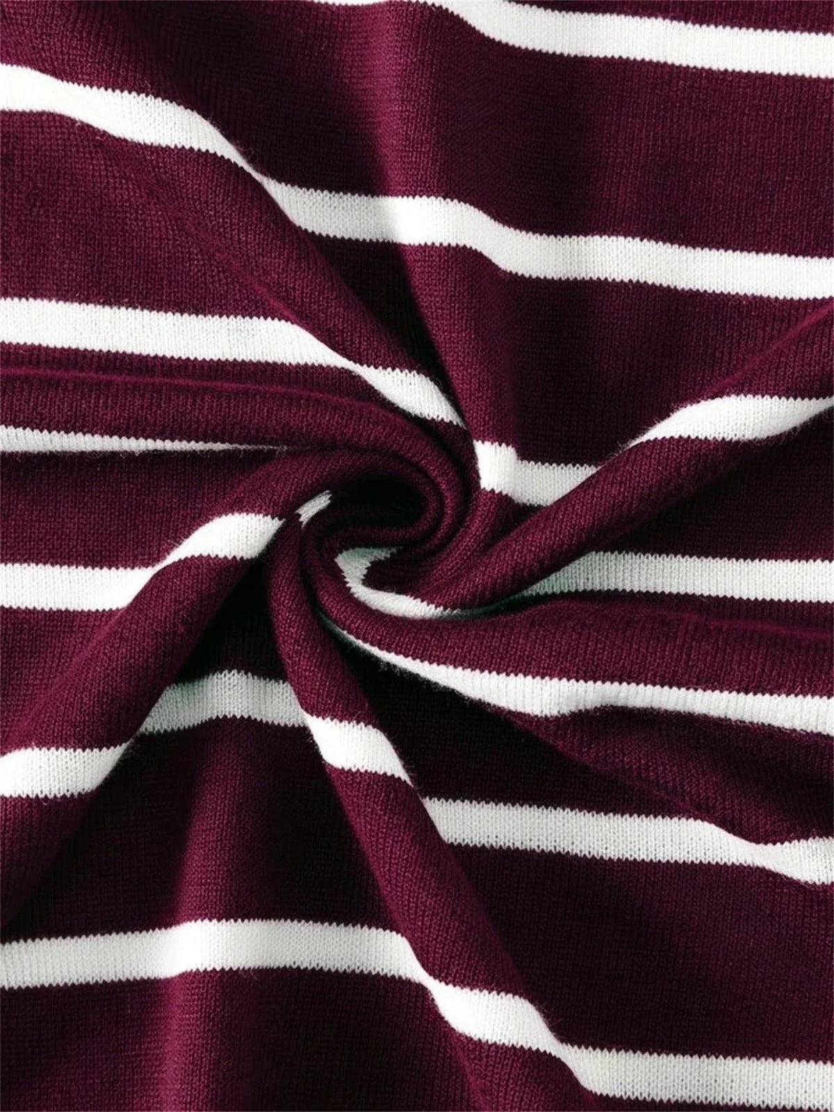 T-shirt de malha às riscas para homem, com gola redonda, cor bordeaux