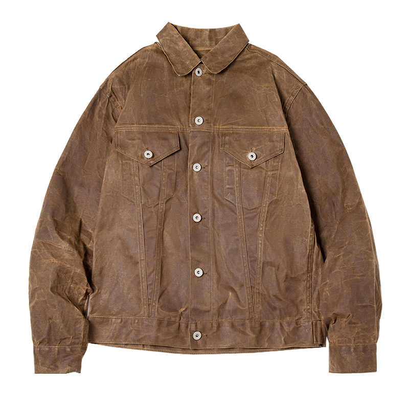 Casaco masculino retro em tecido encerado Vinthentic