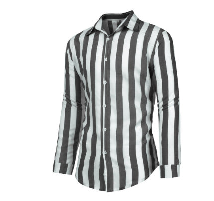 Camisa de corte justo com riscas verticais, para homem