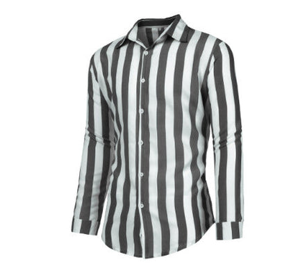 Camisa de corte justo com riscas verticais, para homem
