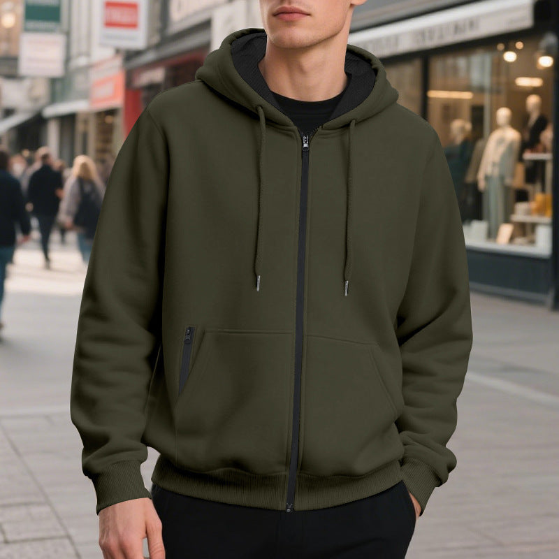 Camisola com capuz oversized e fecho de correr integral, para homem