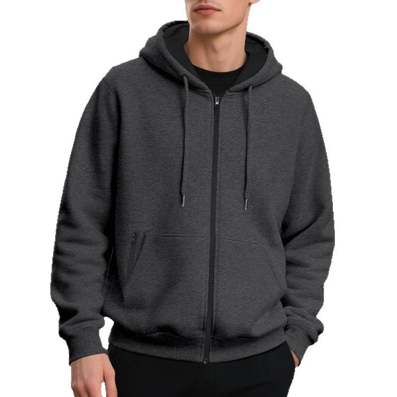 Camisola com capuz oversized e fecho de correr integral, para homem