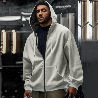 Camisola com capuz oversized e fecho de correr integral, para homem