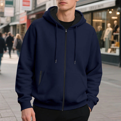 Camisola com capuz oversized e fecho de correr integral, para homem