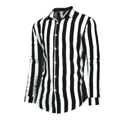 Camisa de corte justo com riscas verticais, para homem