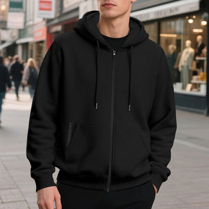 Camisola com capuz oversized e fecho de correr integral, para homem