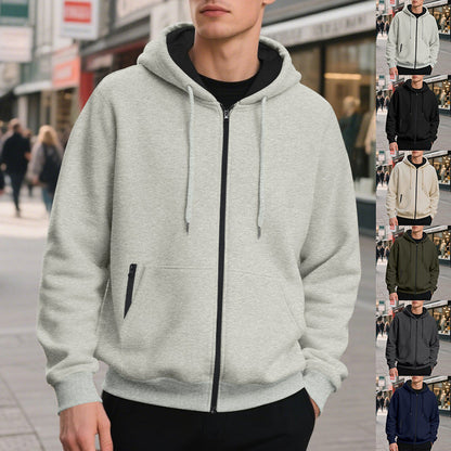 Camisola com capuz oversized e fecho de correr integral, para homem