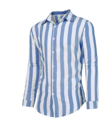 Camisa de corte justo com riscas verticais, para homem