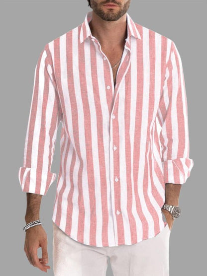 Camisa de corte justo com riscas verticais, para homem