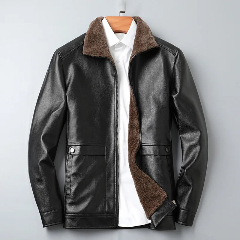 Δερμάτινο μπουφάν με επένδυση fleece Lorenzo Taviani