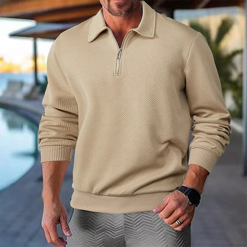 Max Vero Langarm-Poloshirt mit Reißverschluss