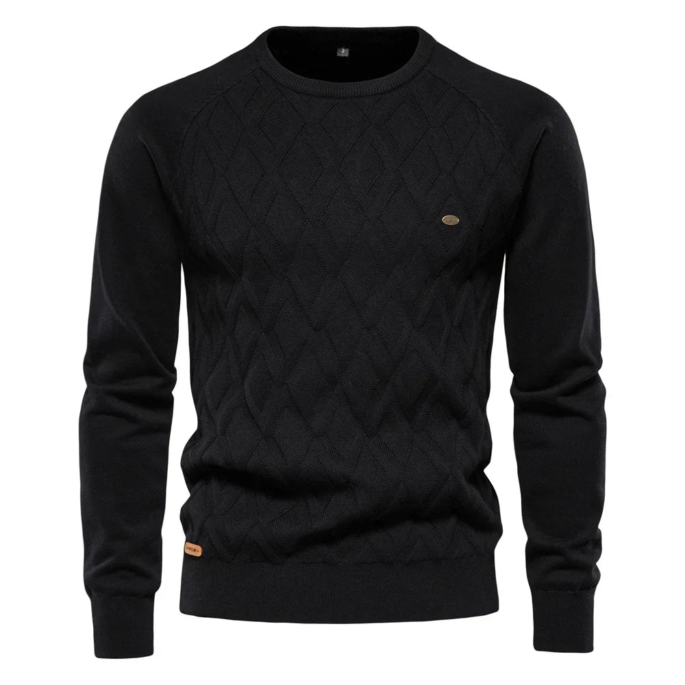 Pull en maille à motif losanges et col rond pour homme Dario Pini