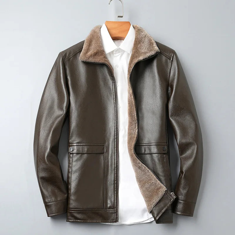 Δερμάτινο μπουφάν με επένδυση fleece Lorenzo Taviani
