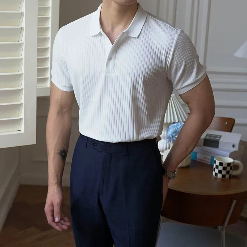 Polo de malha canelada vertical para homem Theo Marin