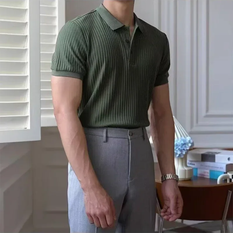 Polo de malha canelada vertical para homem Theo Marin