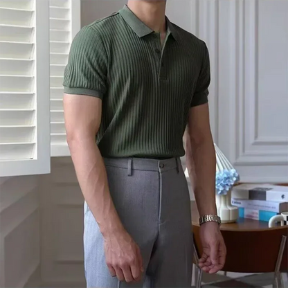 Polo de malha canelada vertical para homem Theo Marin