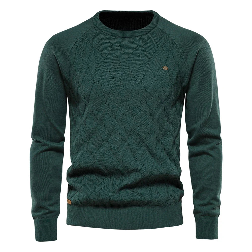 Pull en maille à motif losanges et col rond pour homme Dario Pini