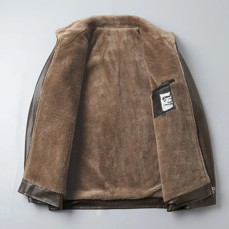 Δερμάτινο μπουφάν με επένδυση fleece Lorenzo Taviani