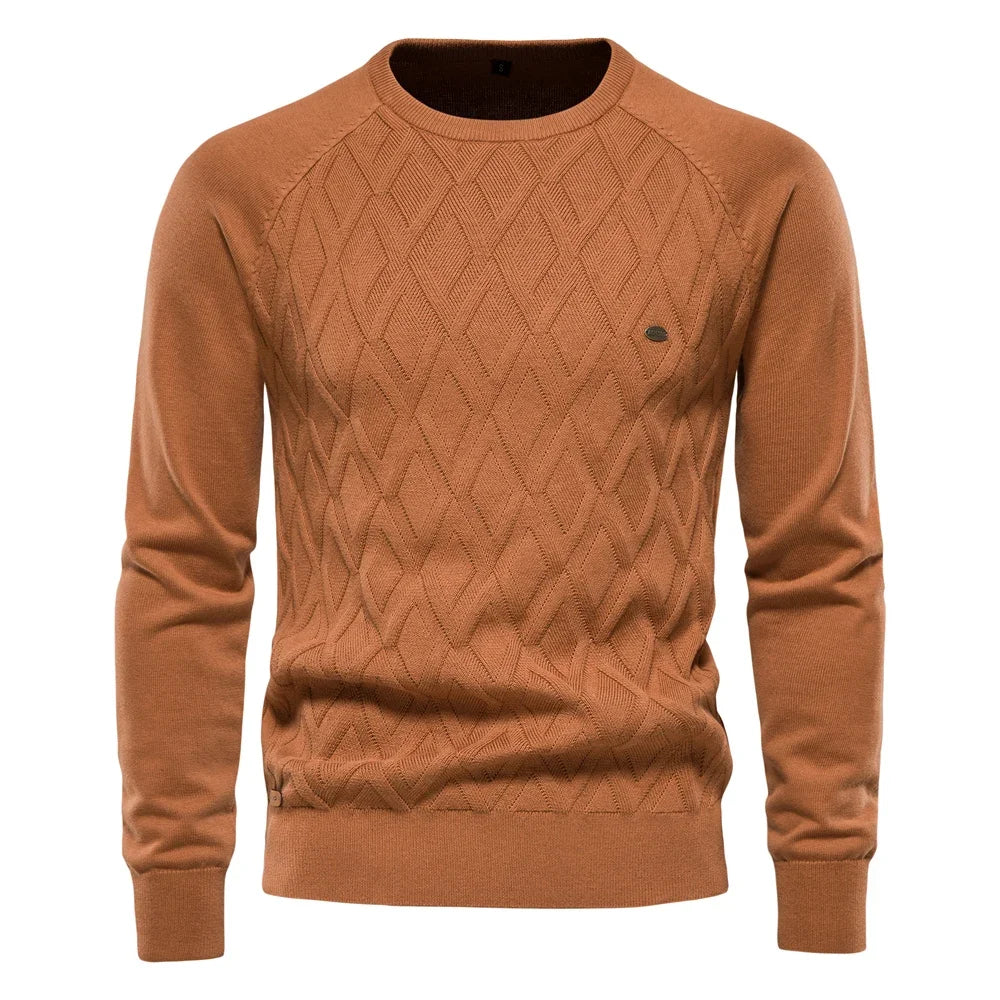 Pull en maille à motif losanges et col rond pour homme Dario Pini