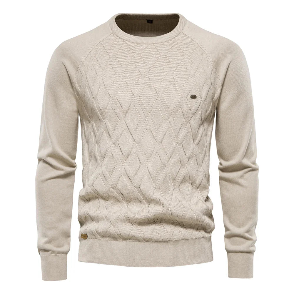 Pull en maille à motif losanges et col rond pour homme Dario Pini