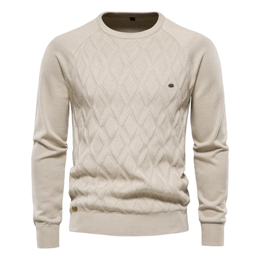 Dario Pini strikket Argyle-bluse til mænd med rund hals