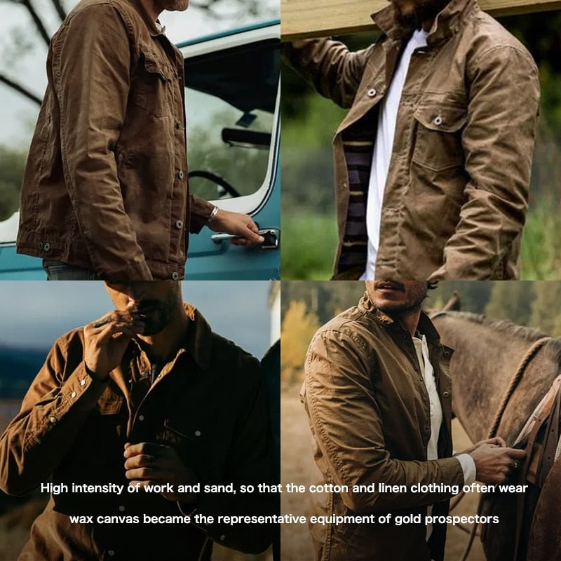 Casaco masculino retro em tecido encerado Vinthentic