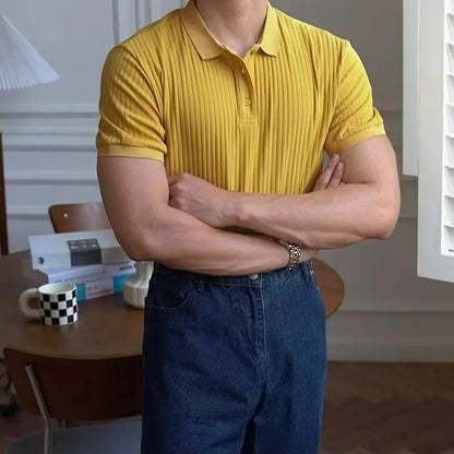 Polo de malha canelada vertical para homem Theo Marin