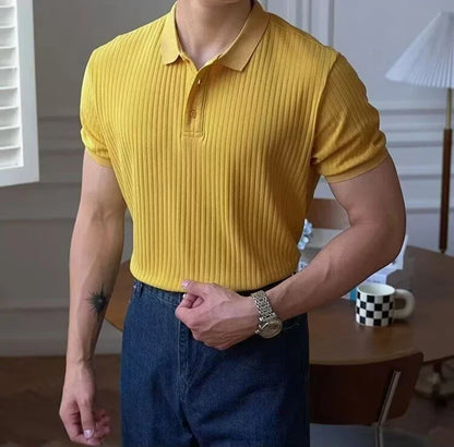 Polo de malha canelada vertical para homem Theo Marin