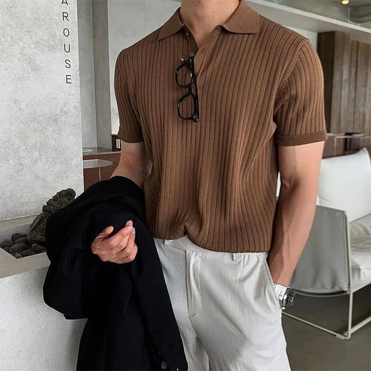 Paul Verdi ribstrikket poloshirt til mænd