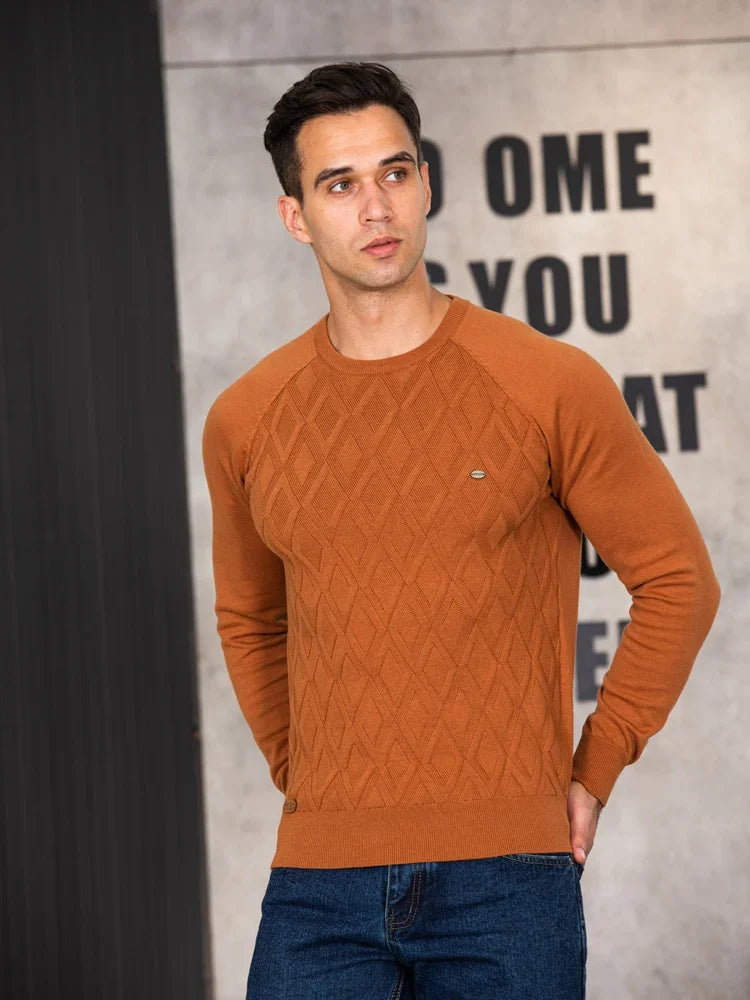 Pull en maille à motif losanges et col rond pour homme Dario Pini