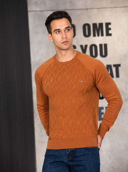 Pull en maille à motif losanges et col rond pour homme Dario Pini