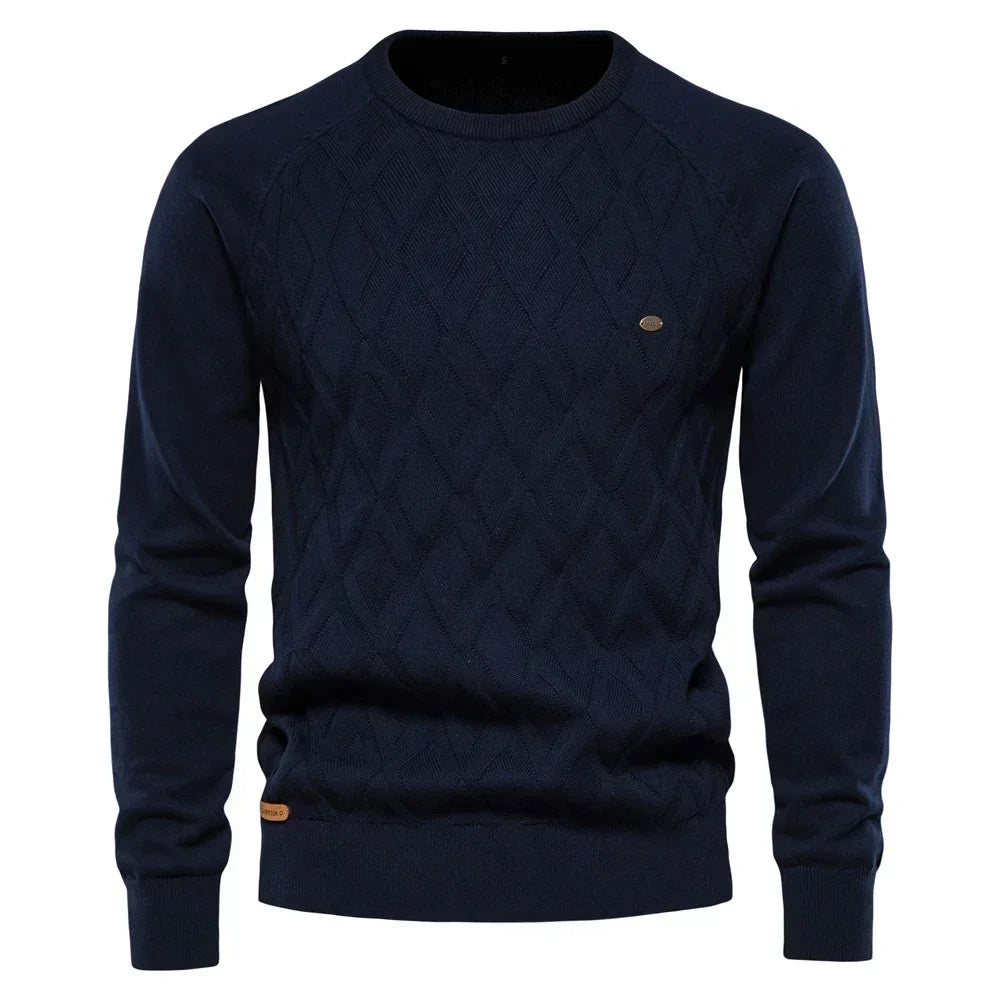 Pull en maille à motif losanges et col rond pour homme Dario Pini