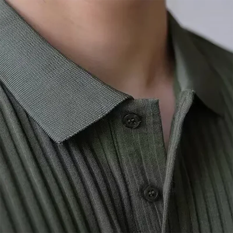 Polo de malha canelada vertical para homem Theo Marin