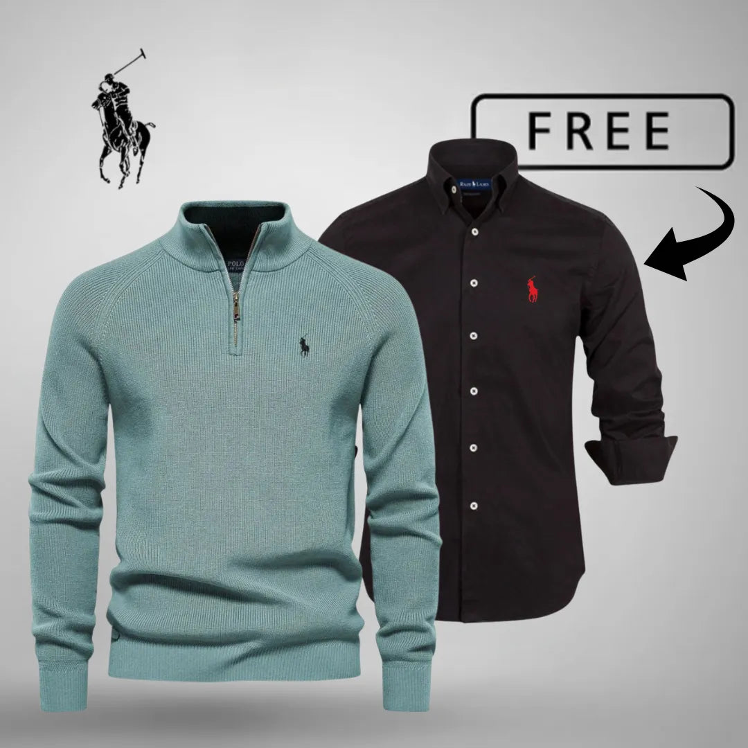 Førsteklasses stil og komfort – Half-Zip-jumper™ + GRATIS klassisk skjorte