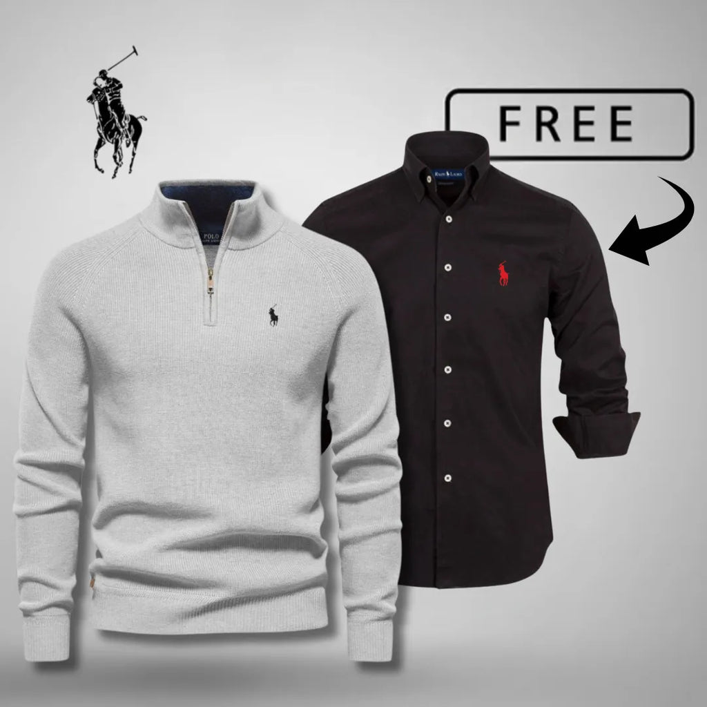 Førsteklasses stil og komfort – Half-Zip-jumper™ + GRATIS klassisk skjorte