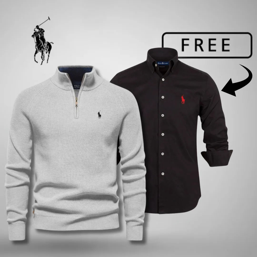 Førsteklasses stil og komfort – Half-Zip-jumper™ + GRATIS klassisk skjorte