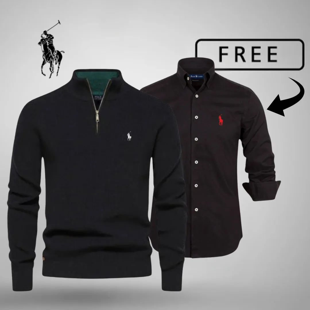 Førsteklasses stil og komfort – Half-Zip-jumper™ + GRATIS klassisk skjorte