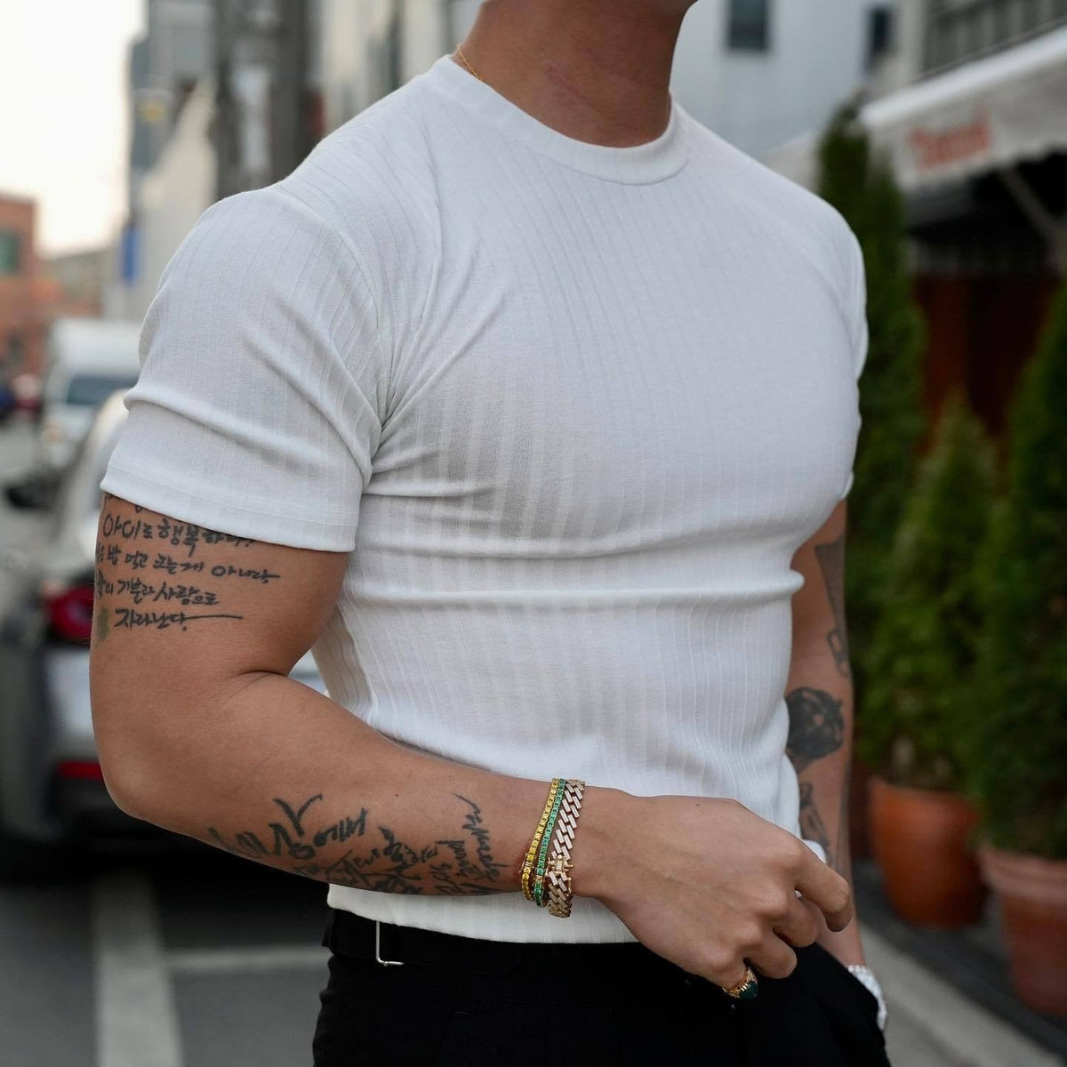 Calypso - Ribbed Fitted T-Shirt