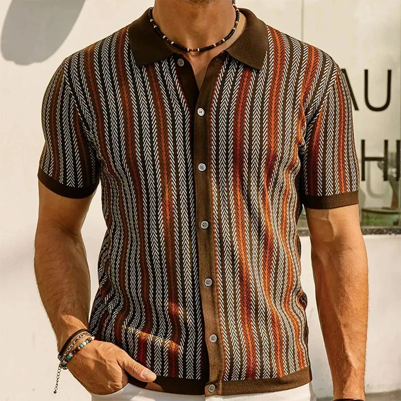 Solano - Poloshirt mit Fischgrätmuster und schmaler Passform