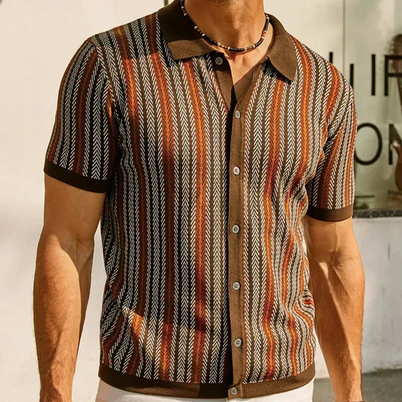 Solano - Poloshirt mit Fischgrätmuster und schmaler Passform