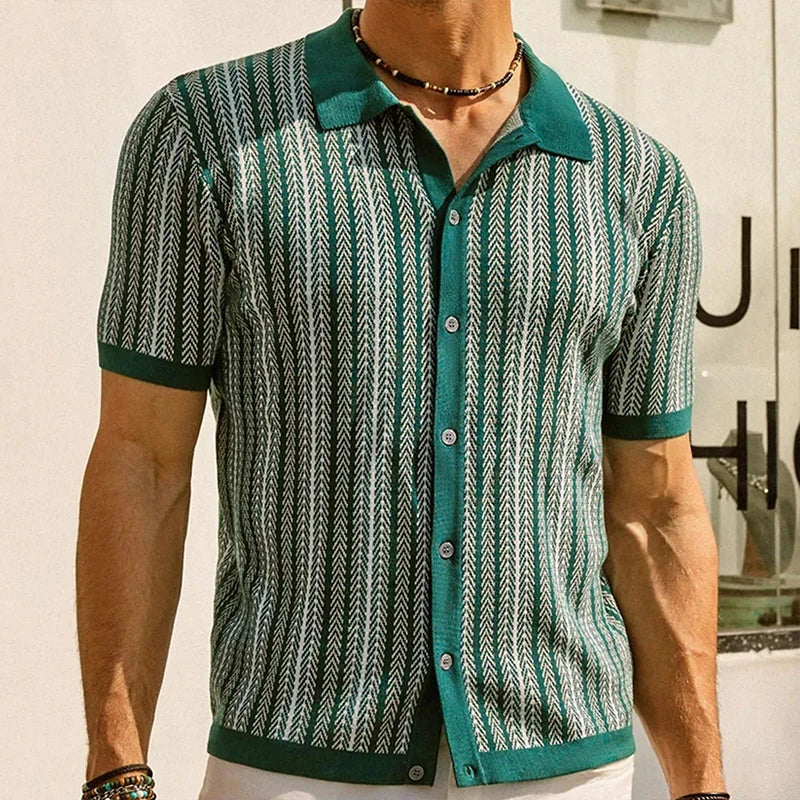 Solano - Poloshirt mit Fischgrätmuster und schmaler Passform