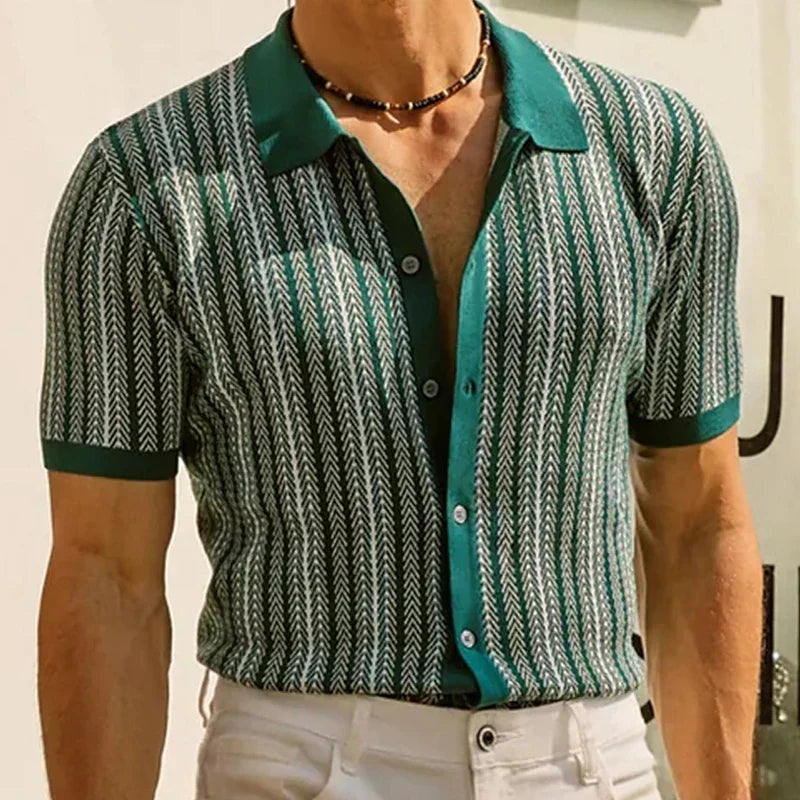 Solano - Poloshirt mit Fischgrätmuster und schmaler Passform