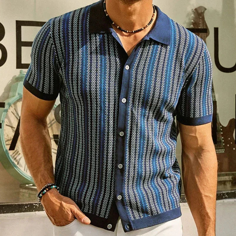 Solano - Poloshirt mit Fischgrätmuster und schmaler Passform