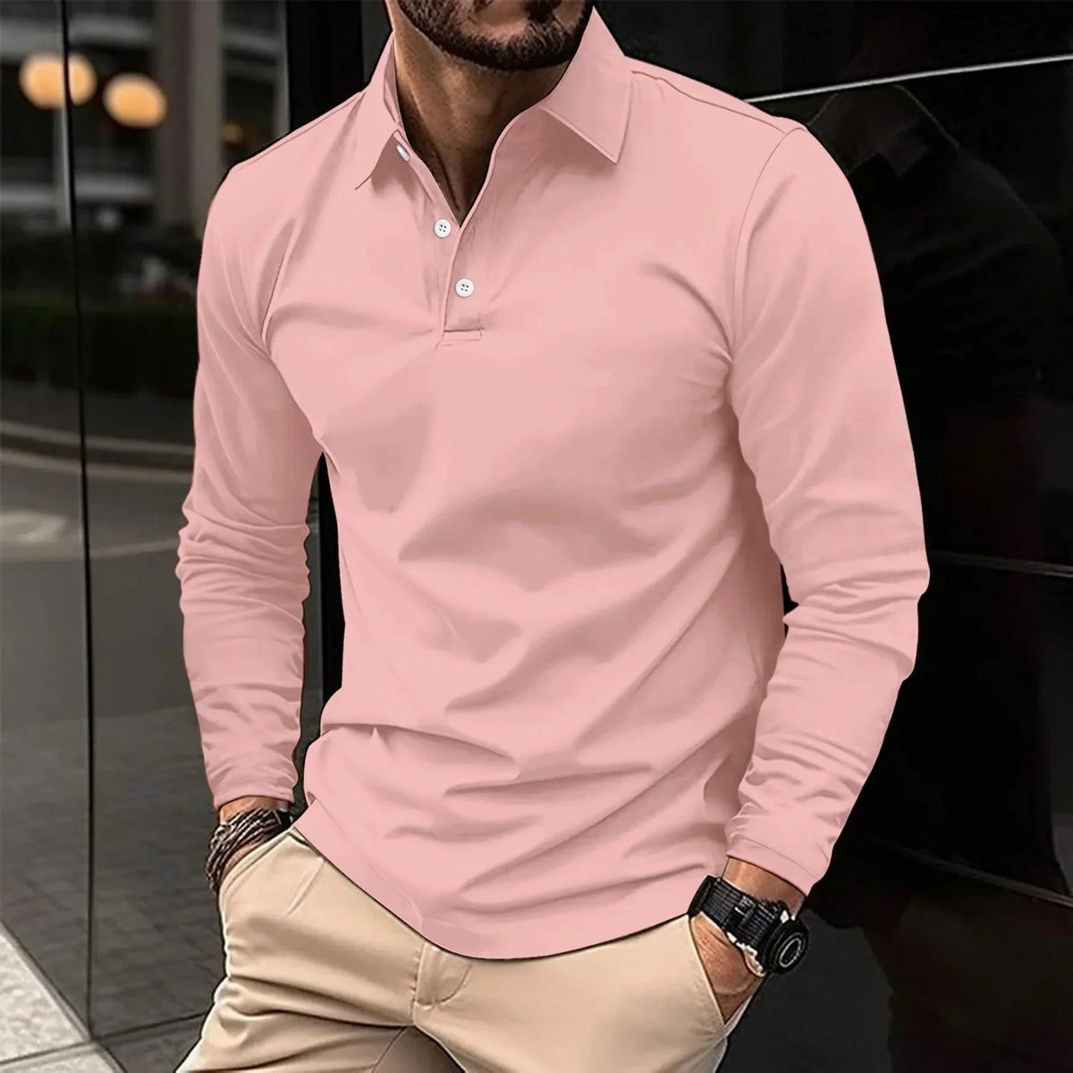 Nathan - Poloshirt med lange ærmer