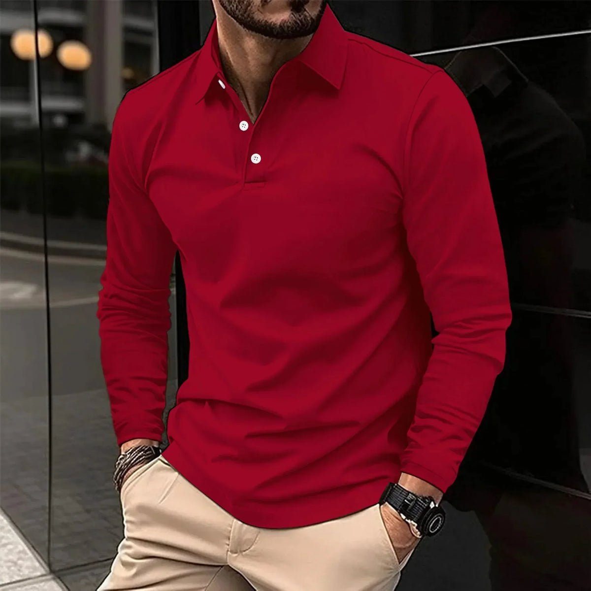 Nathan - Poloshirt med lange ærmer