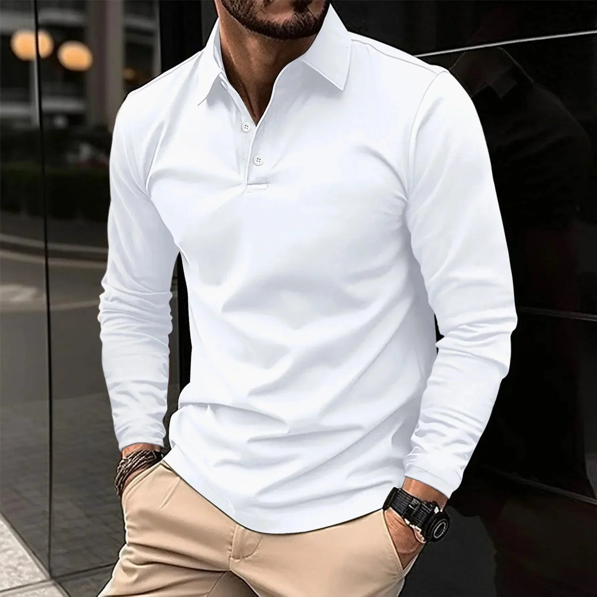 Nathan - Poloshirt med lange ærmer