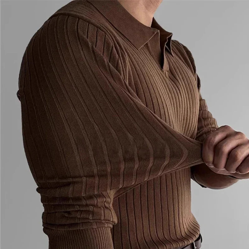 Walter - Slim fit-poloshirt med lange ærmer